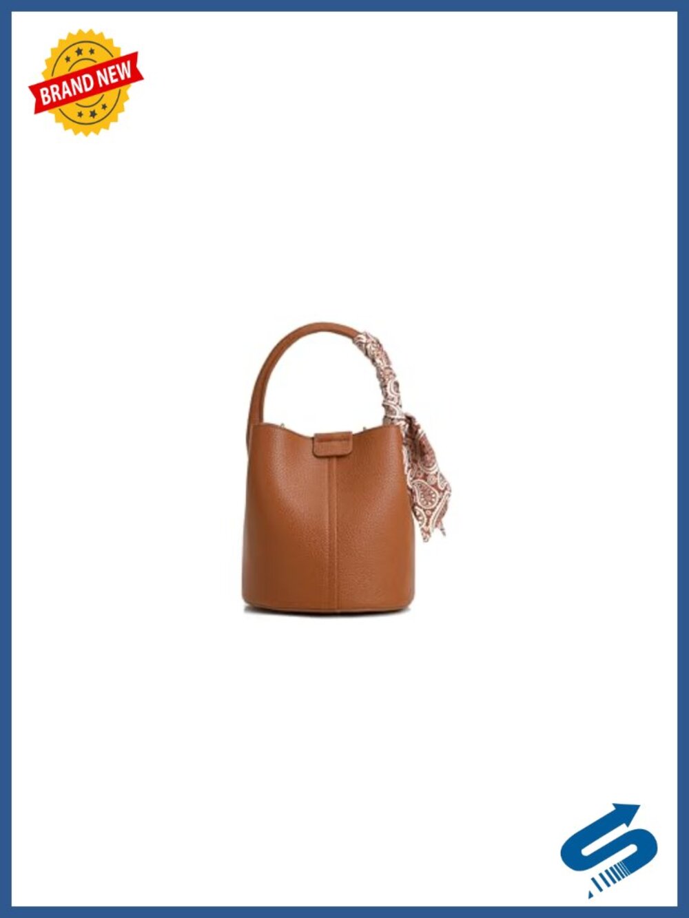 Women's Textured Faux Leather Bucket Purse with Braided Handle Charm, Mini - Picture 3 of 6